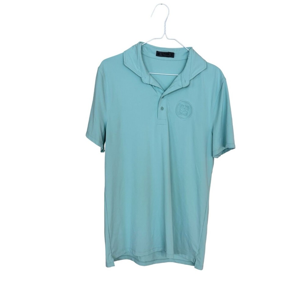 G/FORE Circle Gs Embossed Tech Jersey Banded Sleeve Golf Polo Shirt Size M Mint